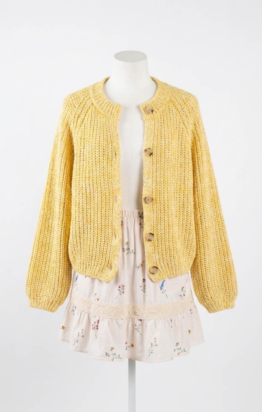 NEW SADIE & SAGE sunroof half buttoned cardigan in lemon